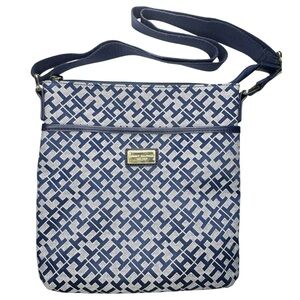 Tommy Hilfiger Garden Classics II-Medium Crossbody Bag-Navy and White Monogram